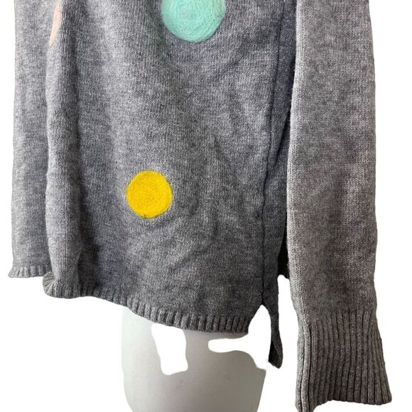 PATRIZIA LUCA MILANO Gray Long Sleeve Pullover Dot Embroidered Sweater sz XS - Picture 7 of 16